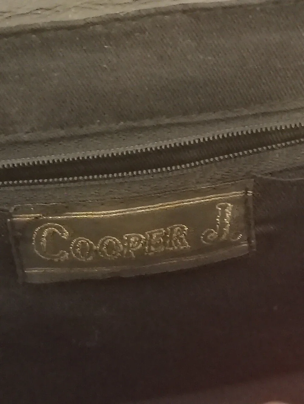 Vintage Cooper J Black Croc- Croc-Embossed Shoulder Bag with Gold Lion Medallion